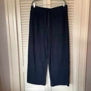 L.L. Bean women's sweatpants large navy blue ribbed drawstring elastic waist